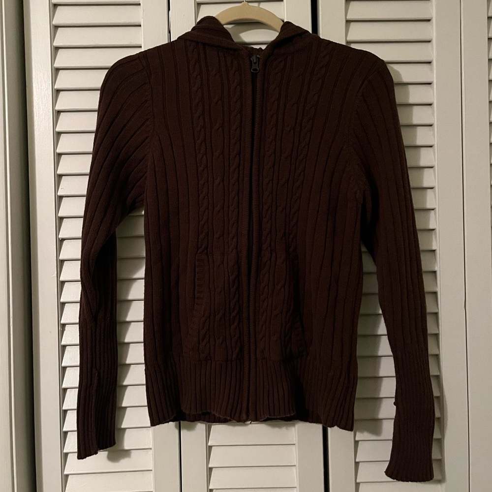 Arizona Jean Company Brown Sweater Zip Up Hooded Jacket Size XXS or XS